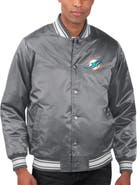 STARTER Men's Starter Gray Miami Dolphins Locker Room Satin Varsity Full-Snap Jacket