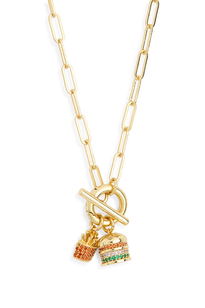 Fast Food Pendant Necklace, Alternate, color, RED MULTI- GOLD