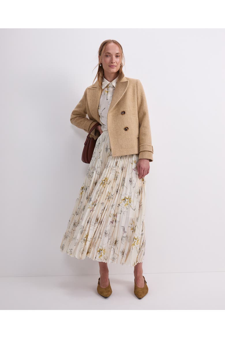 Yara Floral Pleated Midi Skirt, Alternate, color, Multi White