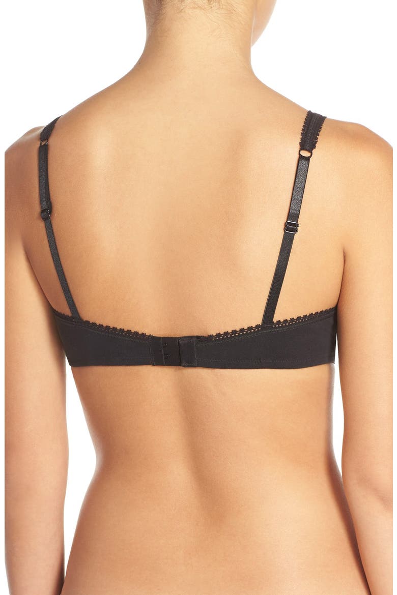 Stretch Cotton Bralette, Alternate, color, BLACK