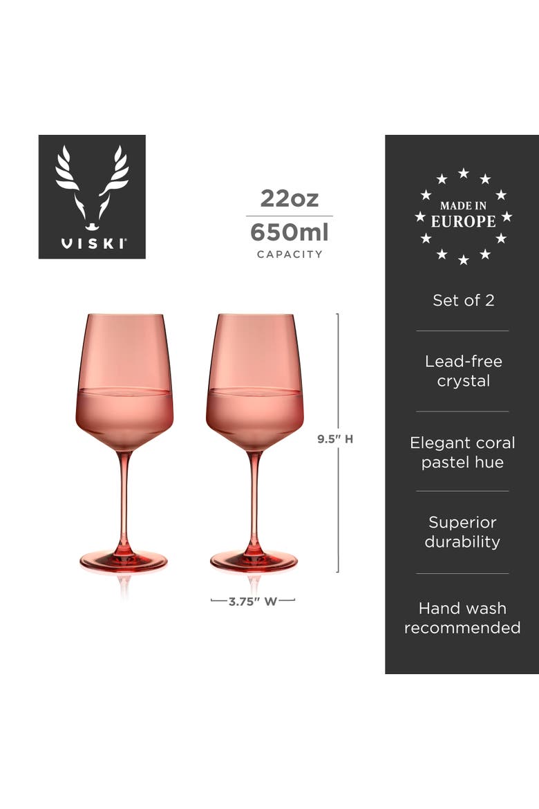 Reserve Nouveau Crystal Wine Glasses Set of 2, Alternate, color, Pomelo