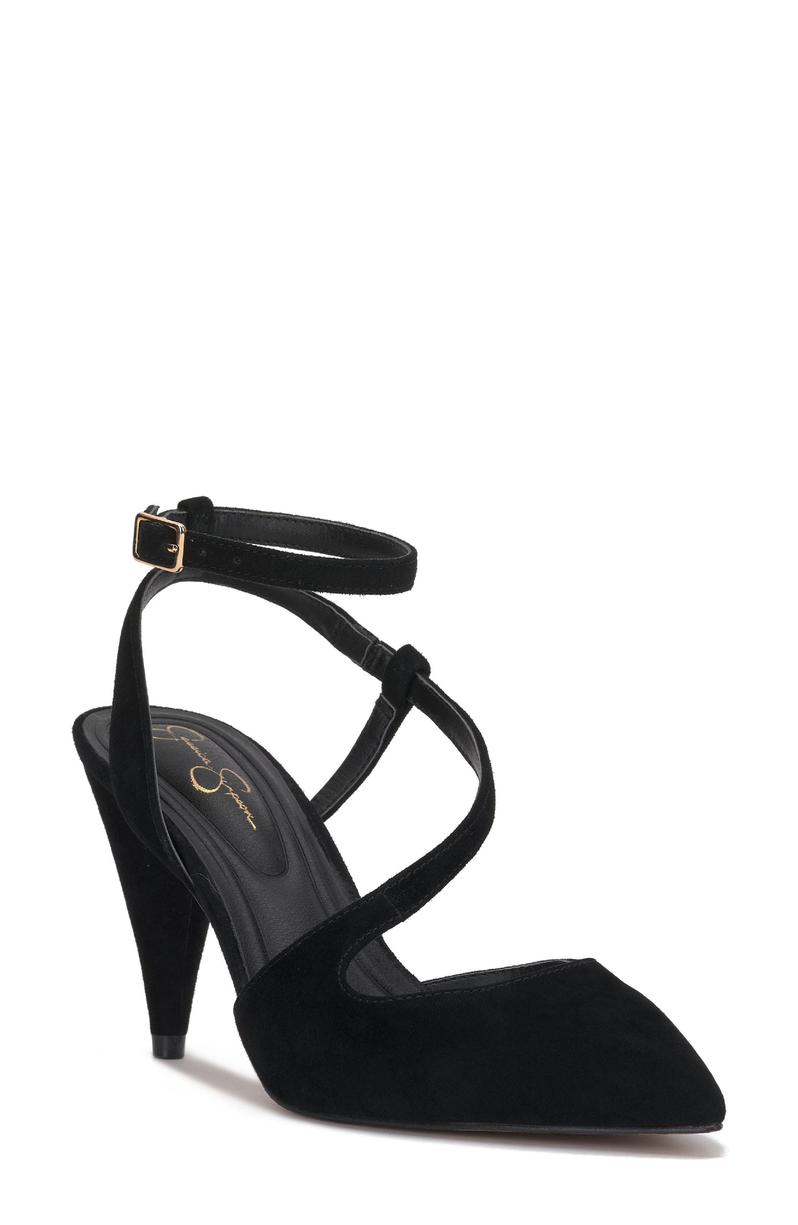 Maggie Ankle Strap Pointed Toe Pump, Main, color, BLACK