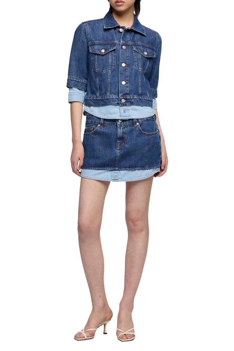 Cherry Layer Denim Skirt, Alternate, color, SHADOW