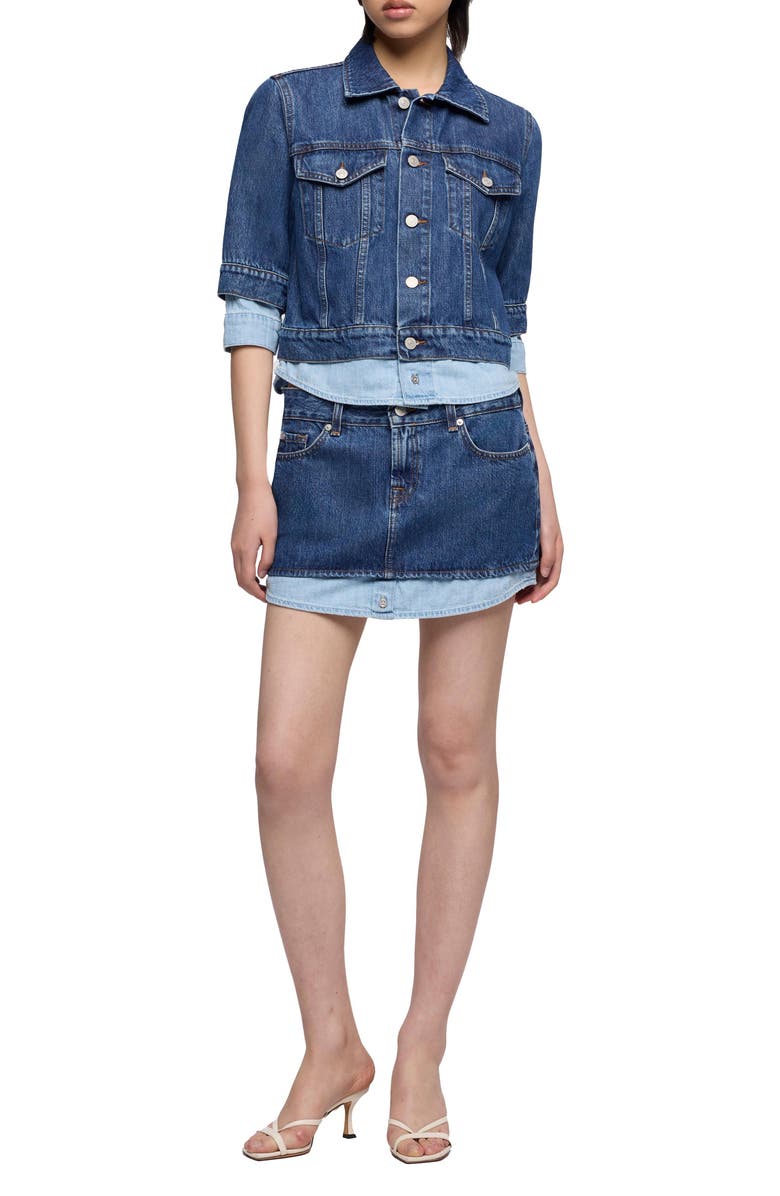 7 For All Mankind Cherry Layer Denim Skirt, Alternate, color, Shadow