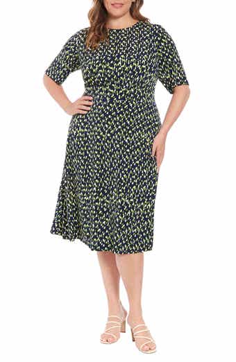 Elbow Sleeve Fit & Flare Midi Dress