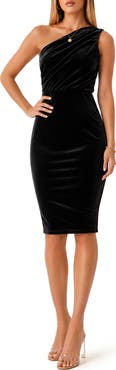 BY DESIGN Love by Design Laura One Shoulder Velvet Sheath Dress