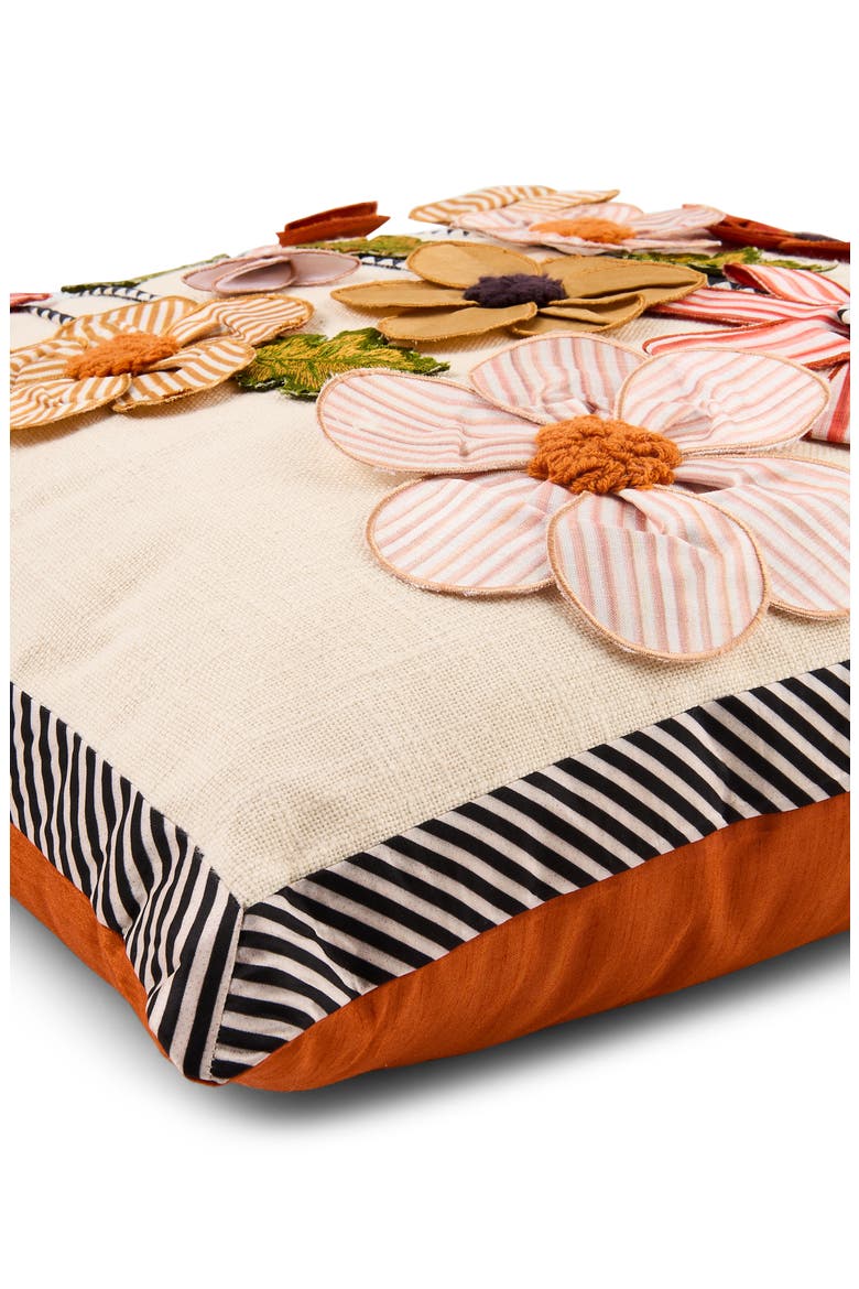 Striped Flowers Throw Pillow, Alternate, color, MULTI