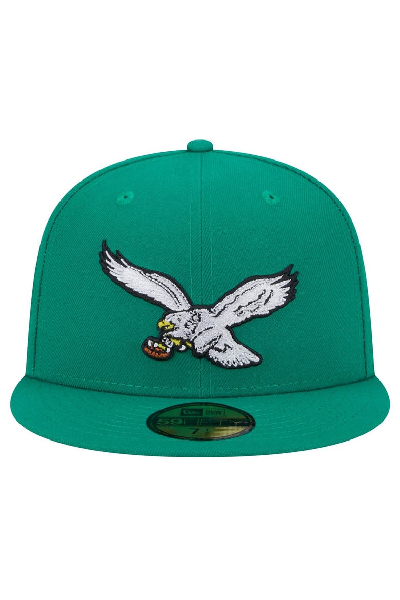 Men's New Era Kelly Green Philadelphia Eagles Historic Side Patch 59FIFTY Fitted Hat, Alternate, color, Kelly Green