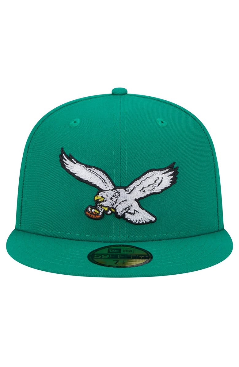 New Era Men's New Era Kelly Green Philadelphia Eagles Historic Side Patch 59FIFTY Fitted Hat, Alternate, color, 