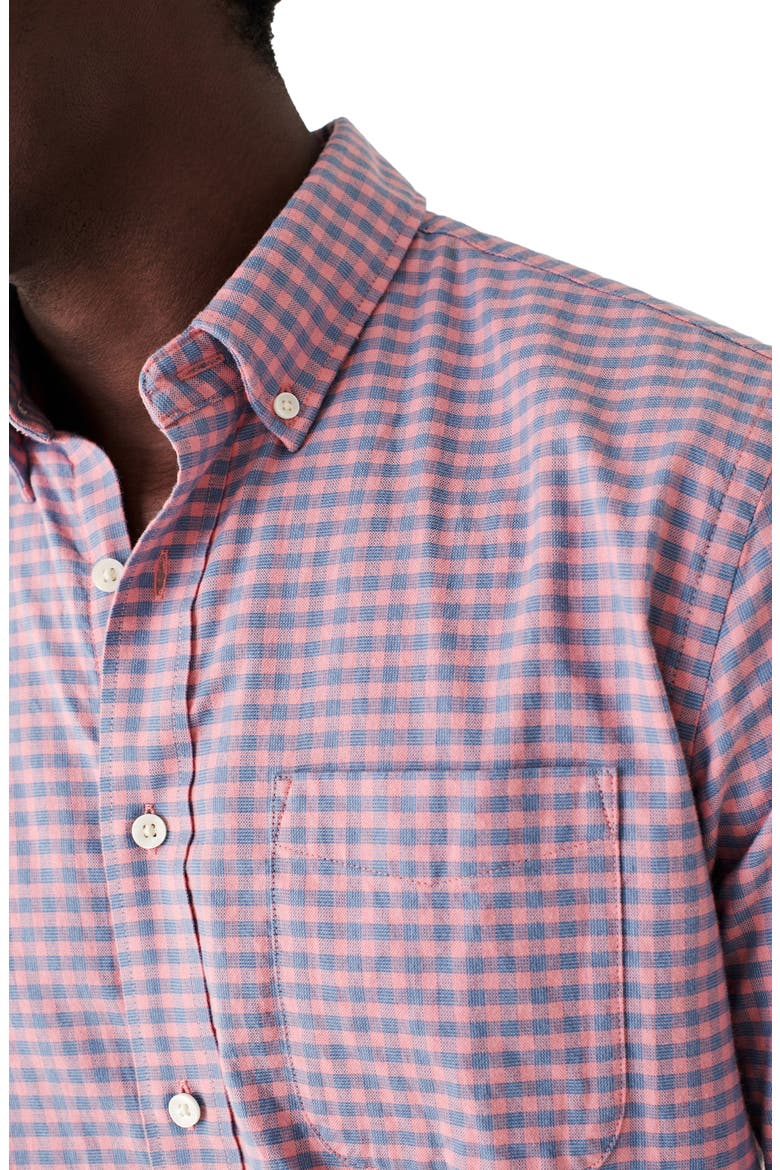 Stretch Cotton Blend Oxford Button-Down Shirt, Alternate, color, BLUE ROSE GINGHAM