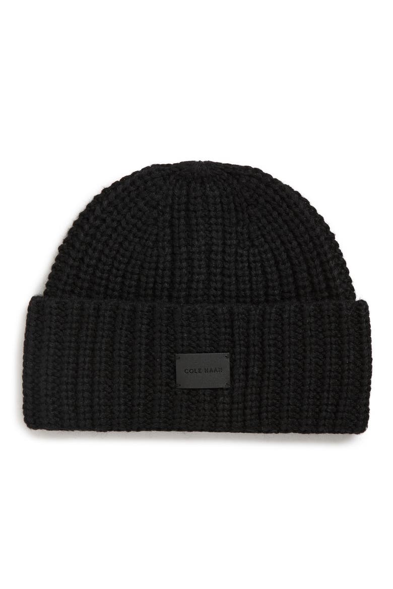 Chunky Stitch Knit Beanie, Main, color, BLACK