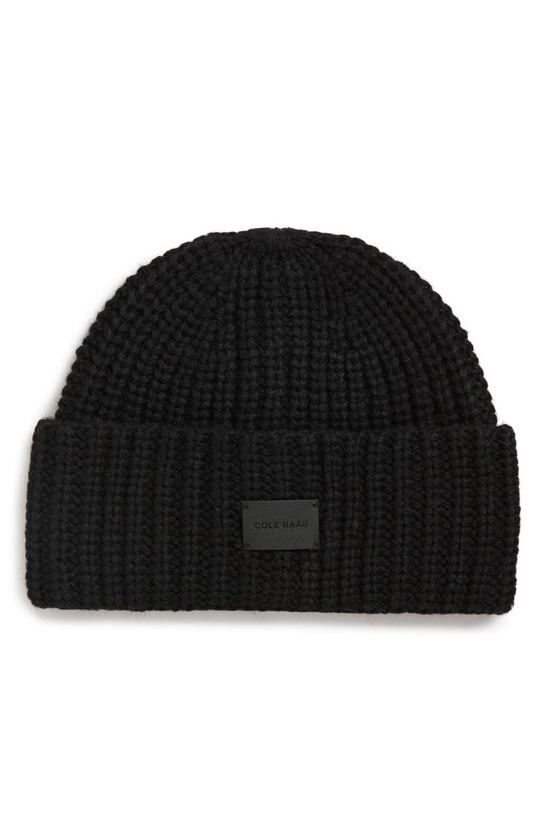 Cole Haan Chunky Stitch Knit Beanie, Main, color, Black