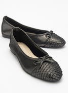 Forever & Always Shoes Copos Leather Bow Cap Toe Ballet Flat
