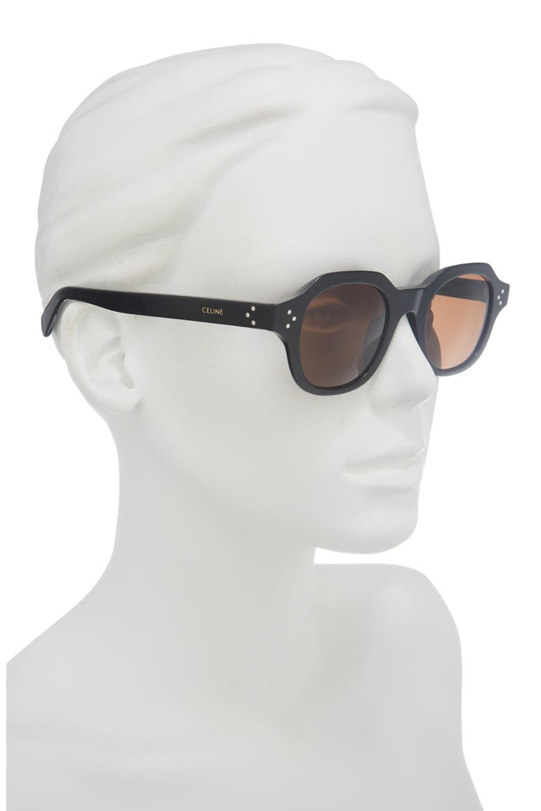 3 Dots 48mm Round Sunglasses, Alternate, color, SHINY BLACK / BROWN