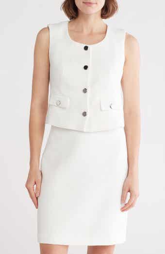 Calvin Klein Button-Up Tweed Crop Vest