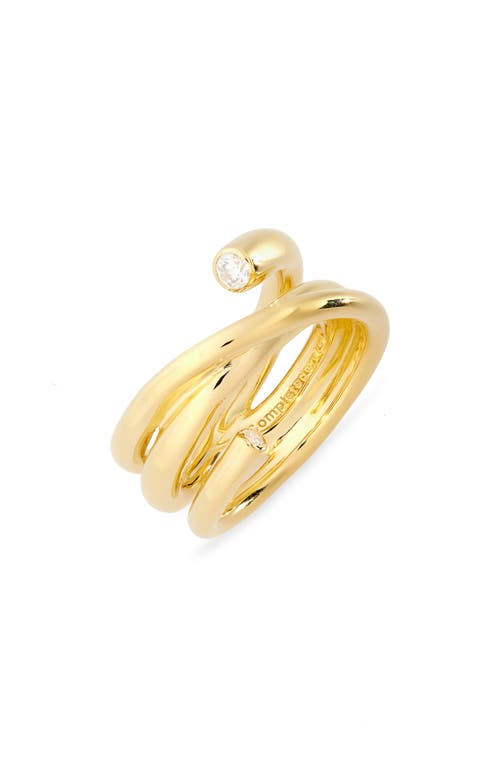 Completedworks Coil Cubic Zirconia Ring In 18ct Gold Plated