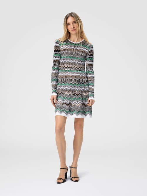 Missoni Mini Dress In English Rib Knit With Flame Pattern In Multi
