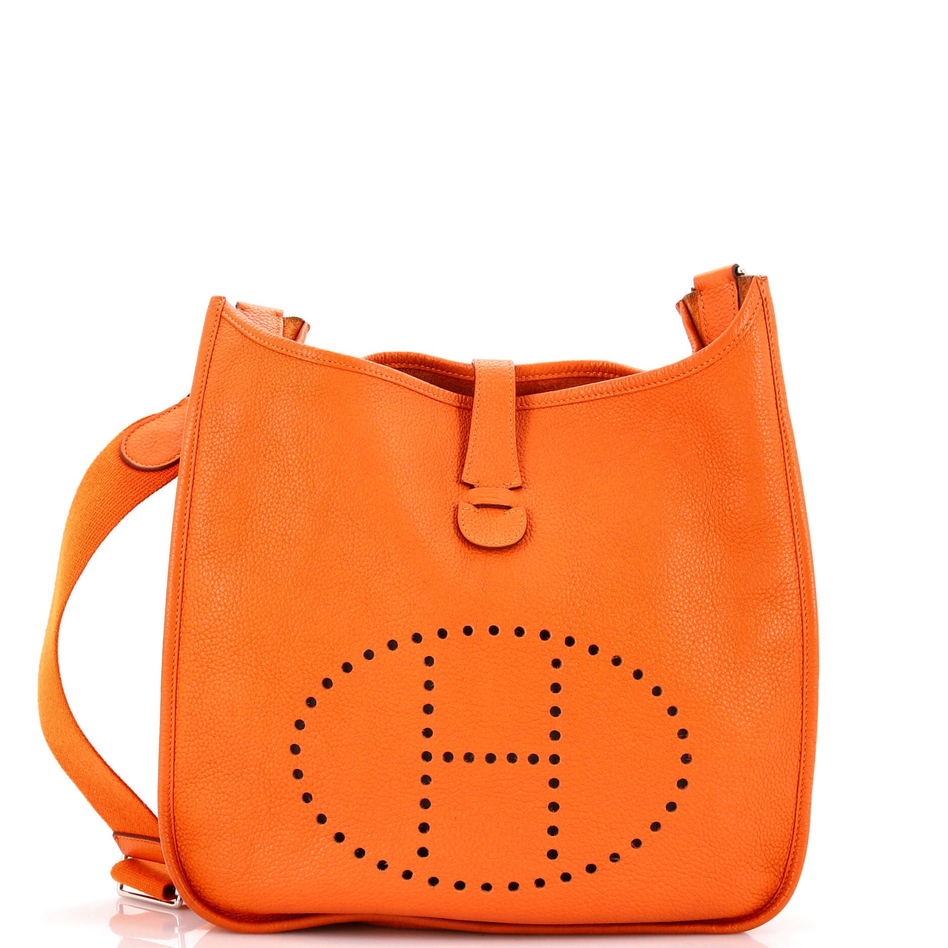 Pre-Owned Hermes Evelyne Bag Gen III Clemence PM, Main, color, Orange H
