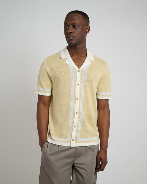 Onia Linen Knit Camp Shirt In Sunshine/white