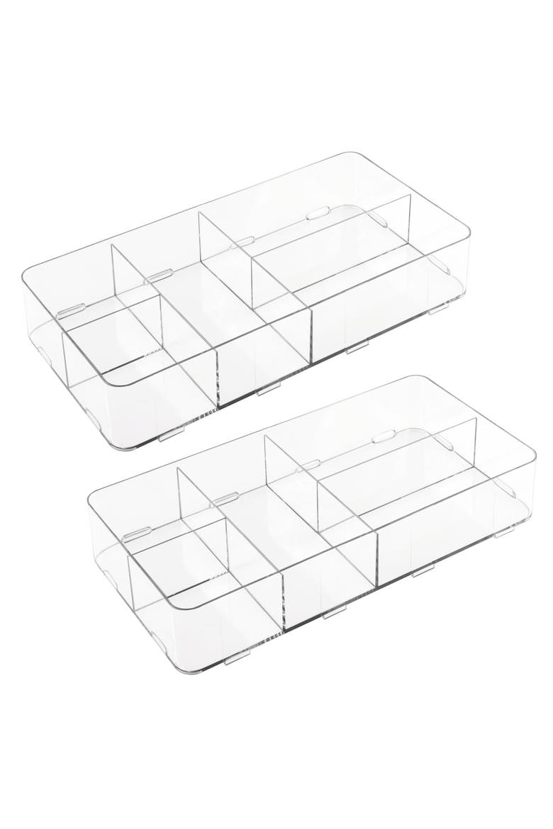 Clarity Interlocking 5-Section Drawer Organizer - Clear - Set of 2, Main, color, Clear