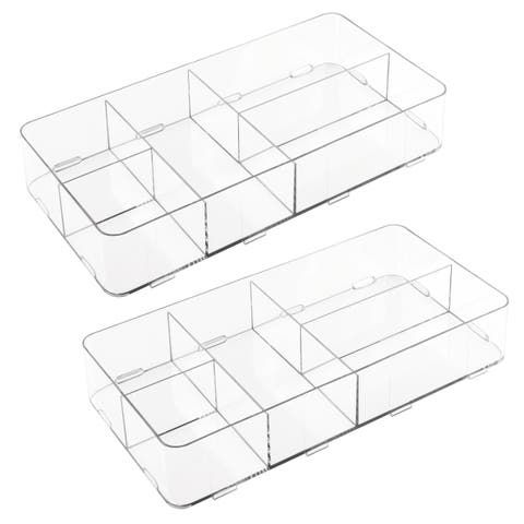 Clarity Interlocking 5-Section Drawer Organizer - Clear - Set of 2