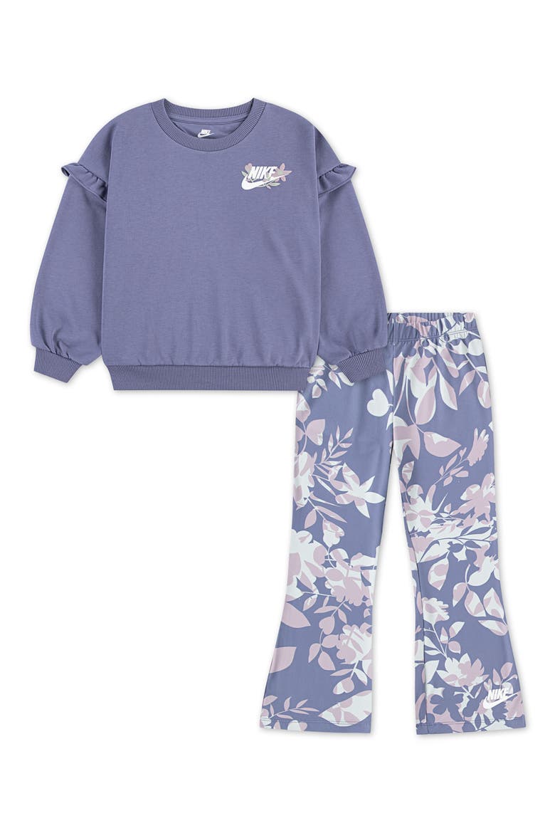 Kids' Swoosh on Pointe Sweatshirt & Leggings Set, Main, color, WORLD INDIGO