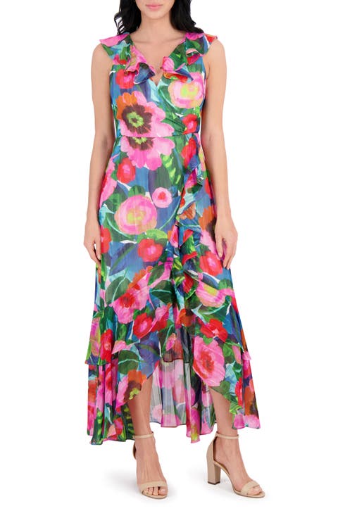 Floral Faux Wrap Dress