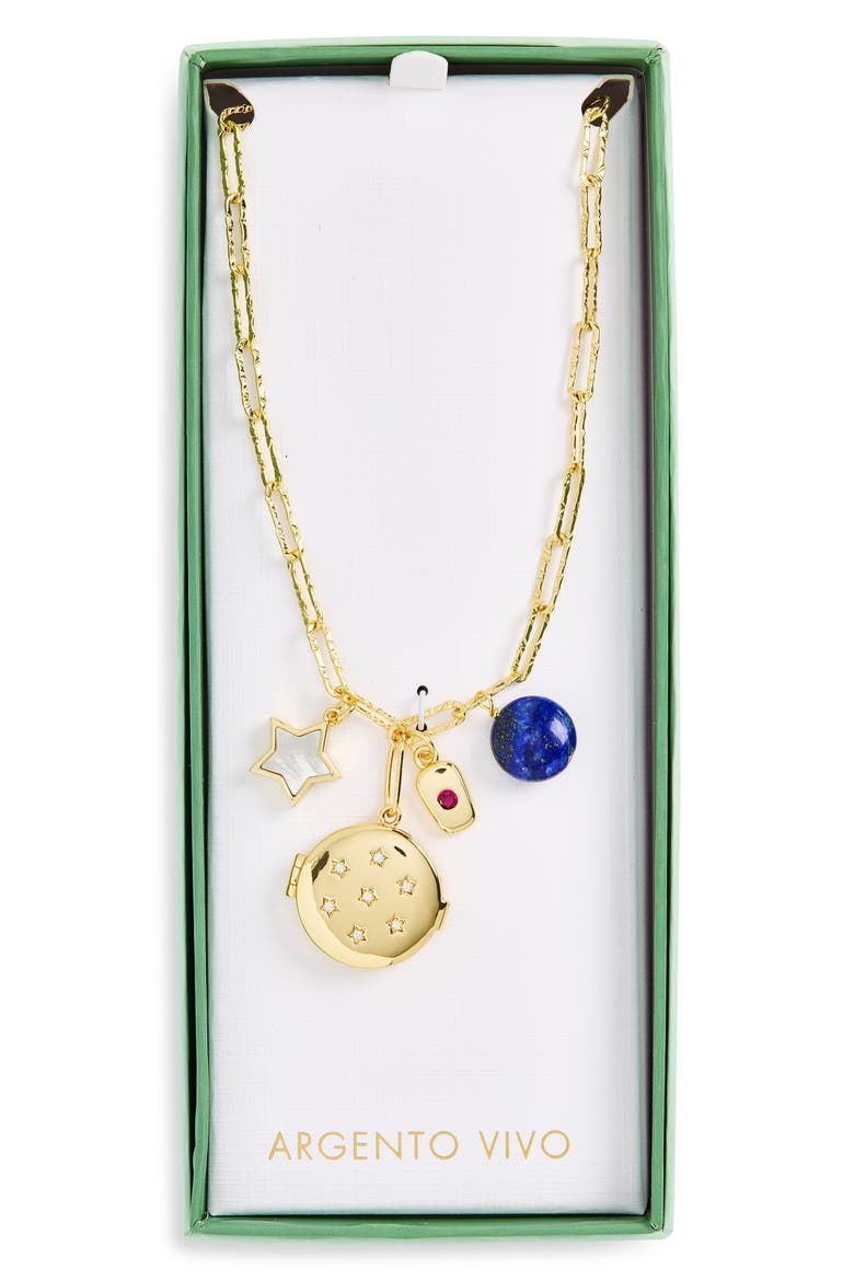 Americana Chunky Charm Necklace, Main, color, GOLD