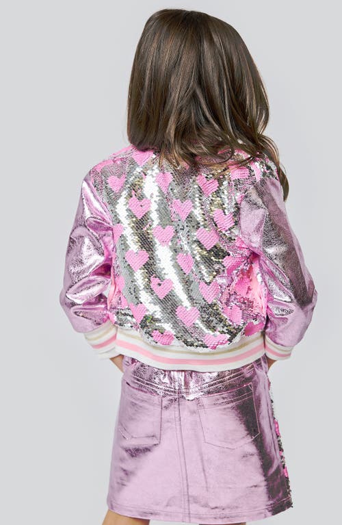 Baby Sara Kids' Heart Sequin Jacket In Pink Multi