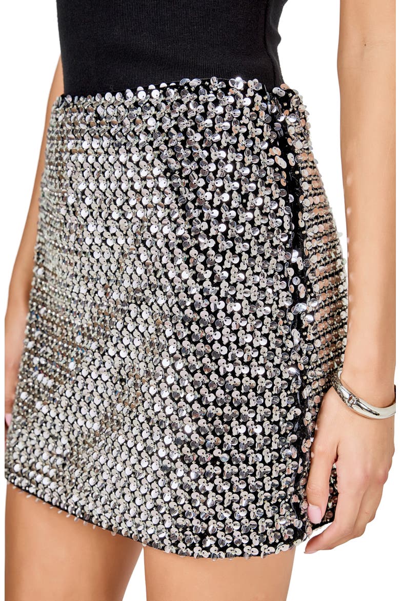 Beaded Sequin Velvet Miniskirt, Alternate, color, BLACK