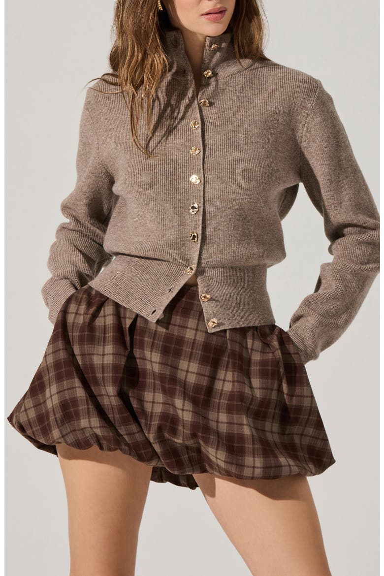 Tawni Stand Collar Cardigan, Main, color, TAUPE