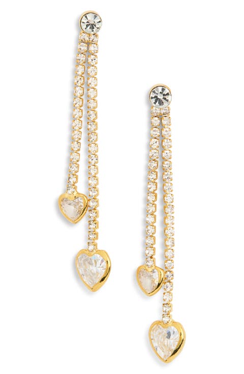 Kiara Cubic Zirconia Heart Linear Drop Earrings