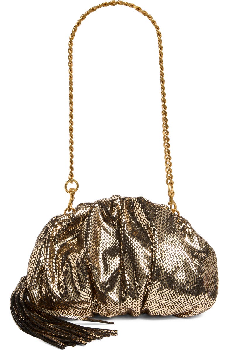 Rebecca Minkoff Small Ruched Clutch, Main, color, Gold