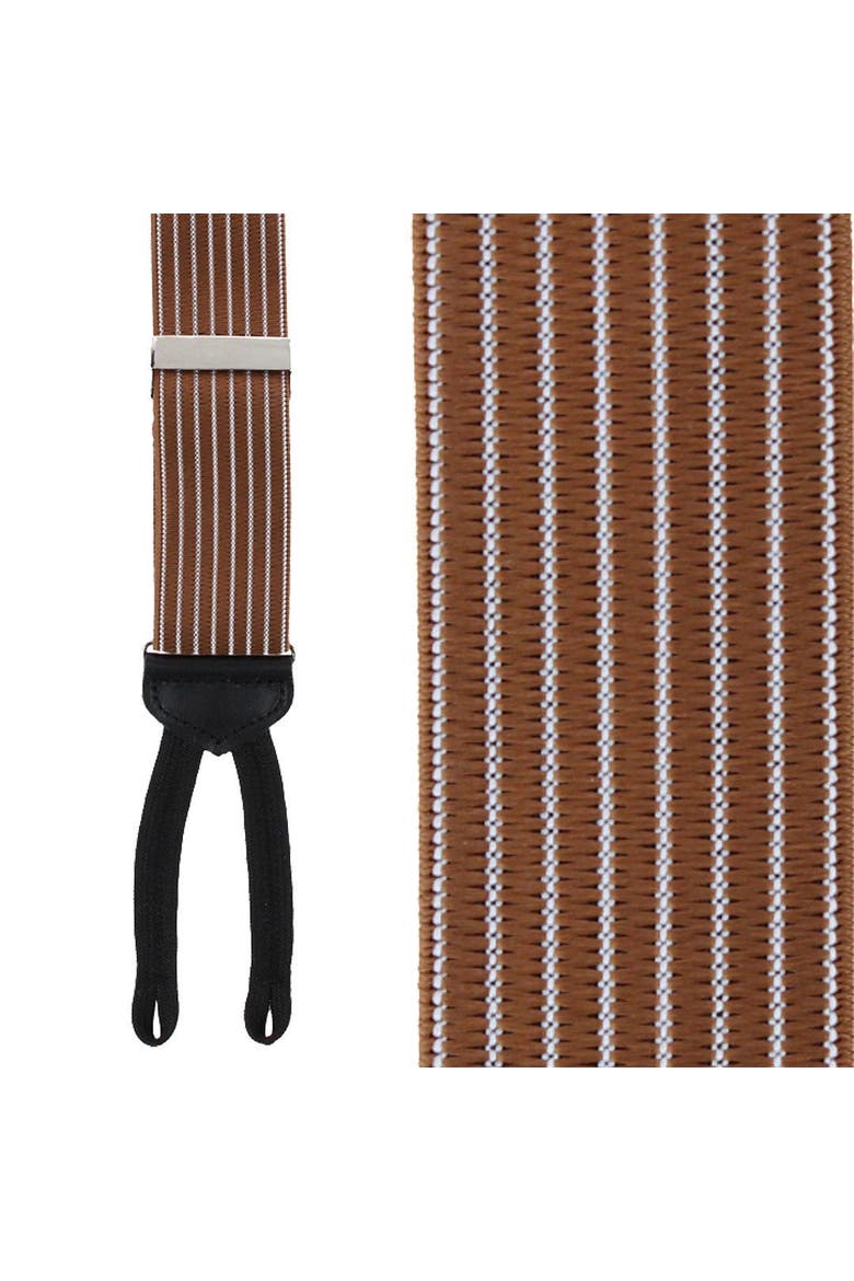 Big And Tall Voltaire Chalk Stripe Elastic Formal End Suspenders (braces), Main, color, British Tan