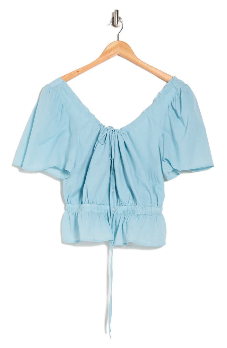 7 For All Mankind Tie V-Neck Poplin Crop Top, Alternate, color,