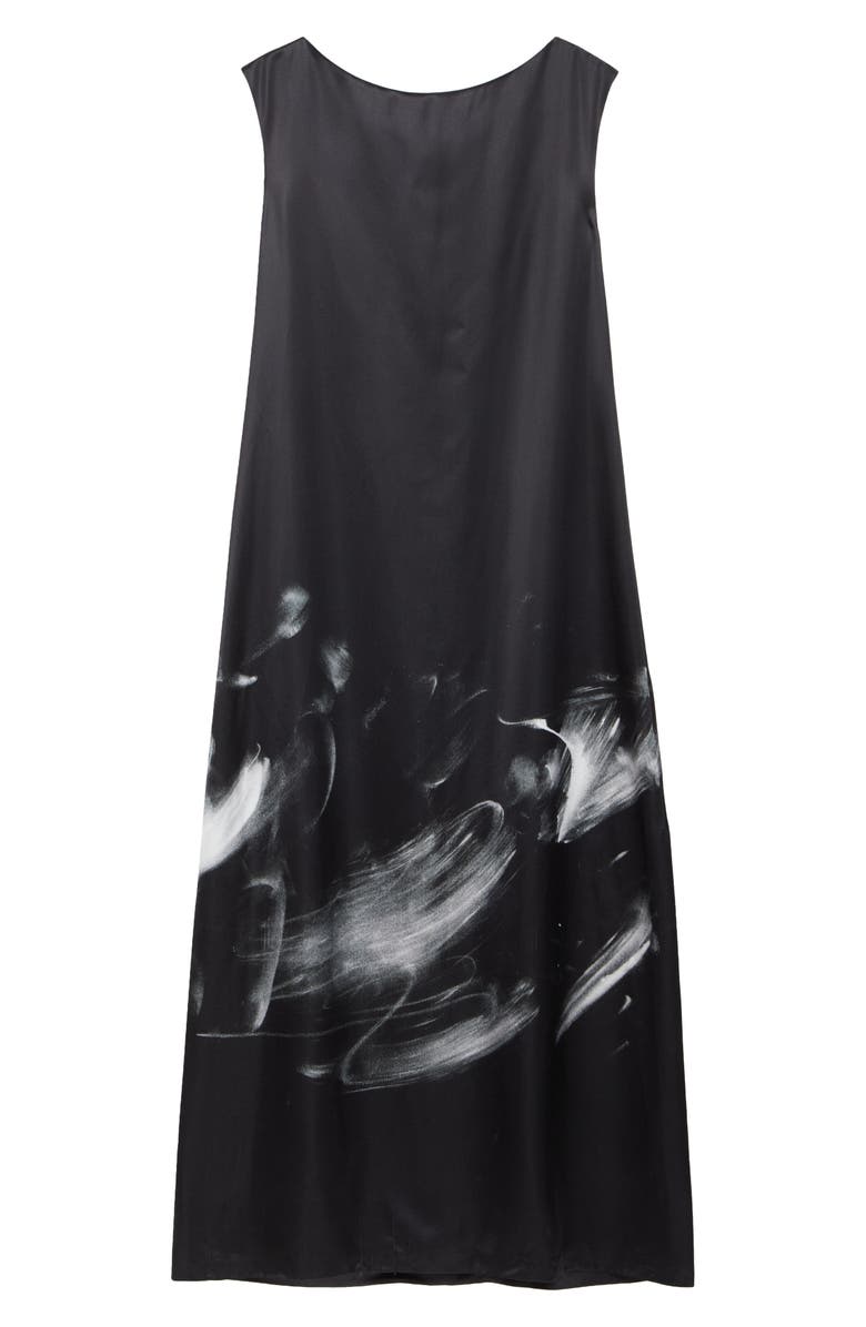Lafayette 148 New York Charcoal Print Bateau Neck Gown, Alternate, color, 
