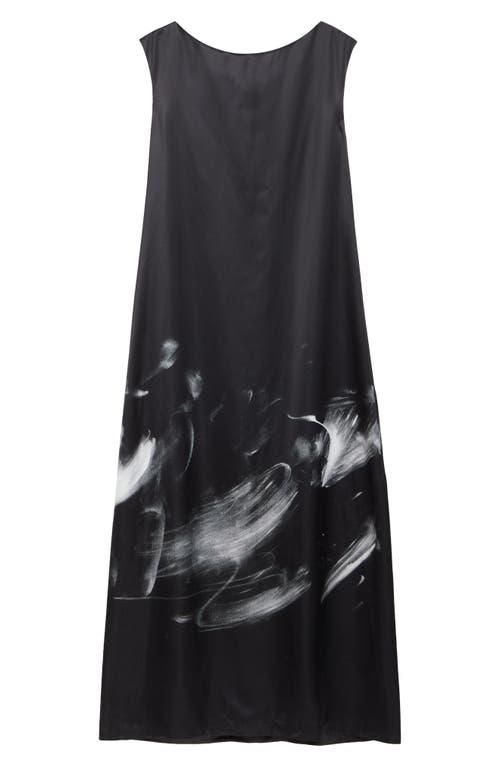 Lafayette 148 New York Charcoal Print Bateau Neck Gown