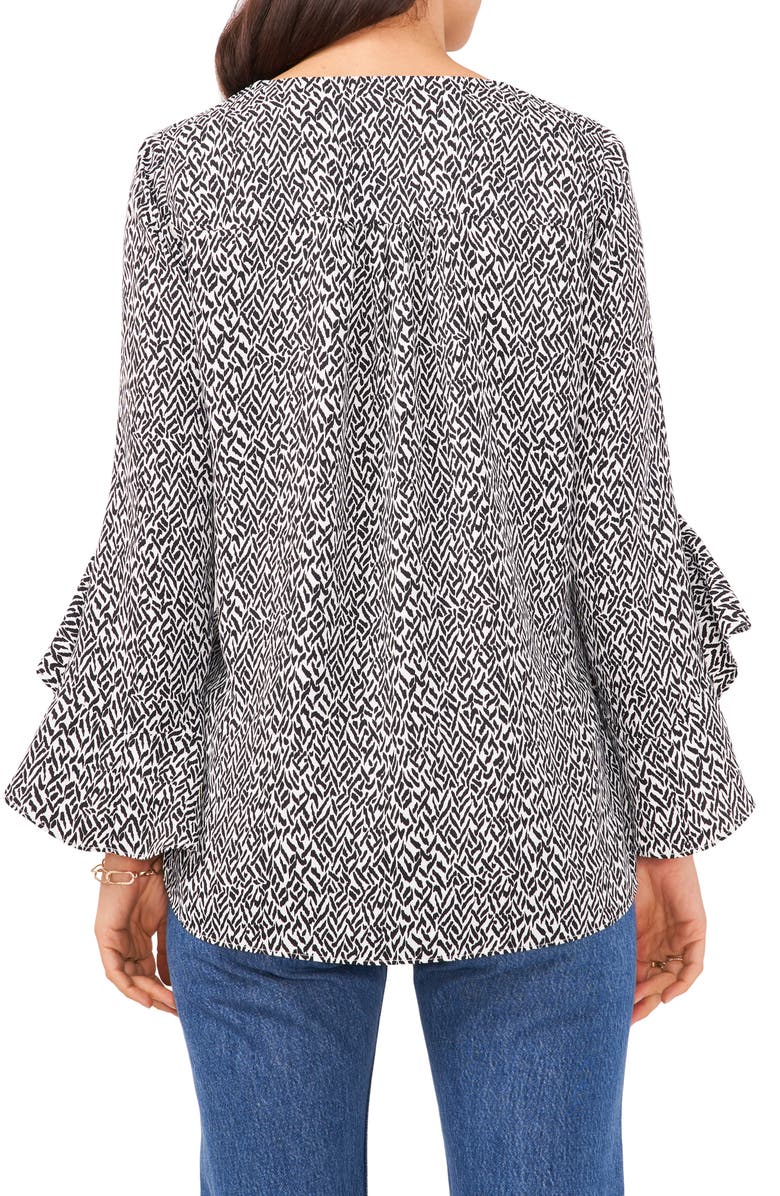 Vince Camuto Print Ruffle Sleeve Popover Blouse, Alternate, color,