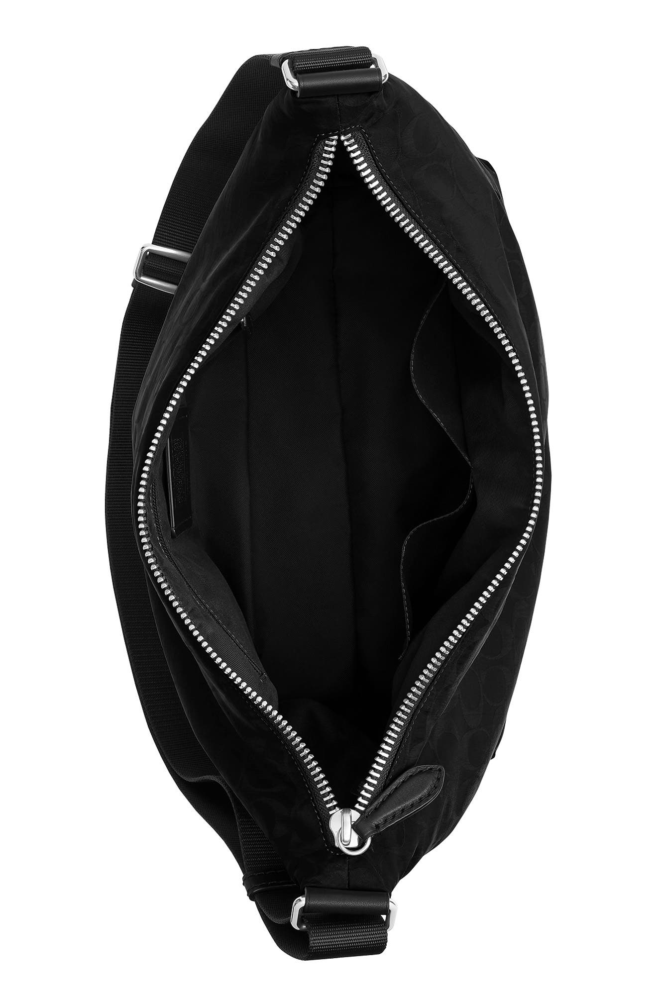COACH Leo Signature Nylon Crossbody Bag, Alternate, color, Black