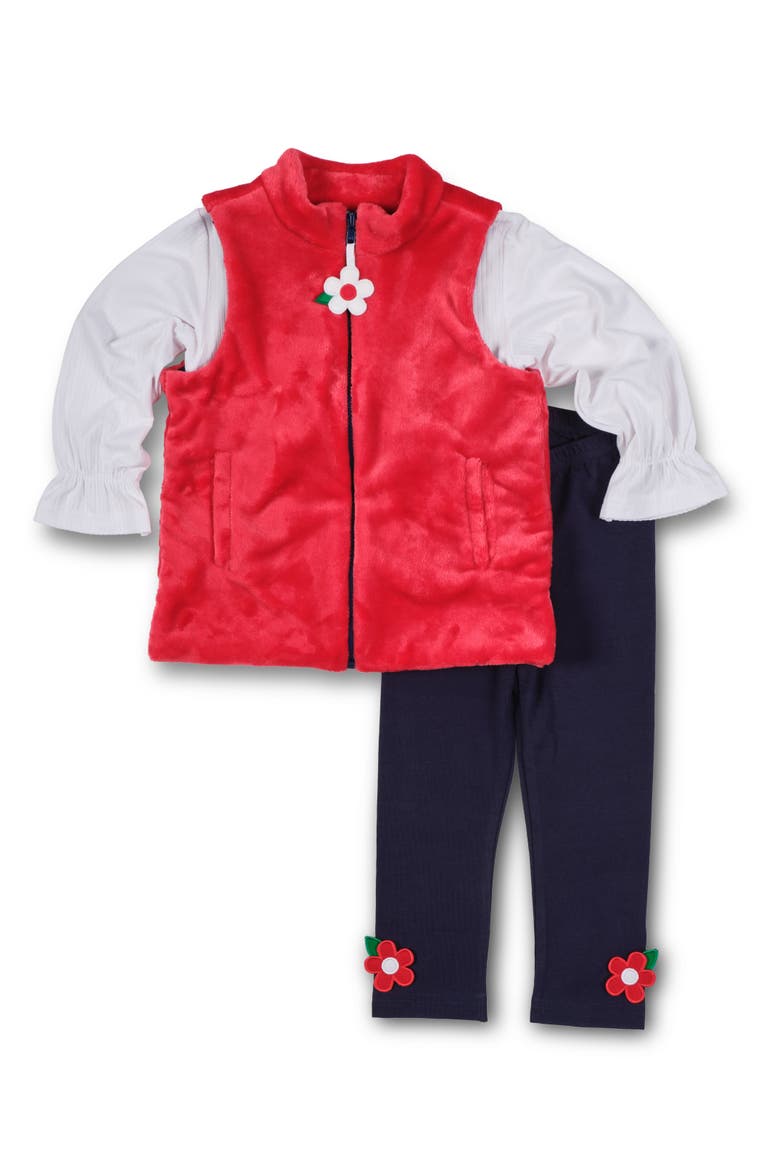Plush Fleece Zip Up Vest, Alternate, color, Red