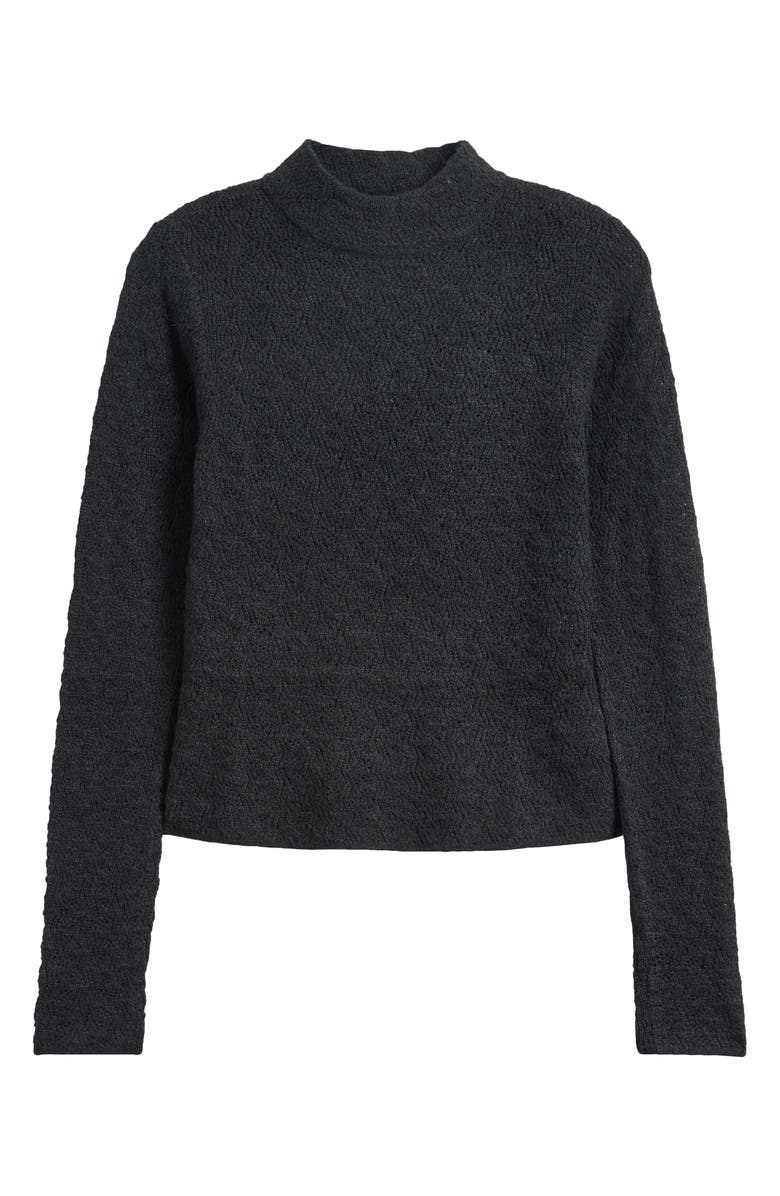 Marine Layer Lucia Pointelle Stitch Mock Neck Sweater, Alternate, color, Black