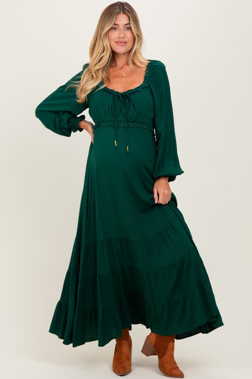Pinkblush Ruffled Fit And Flare Maxi Dress In Green
