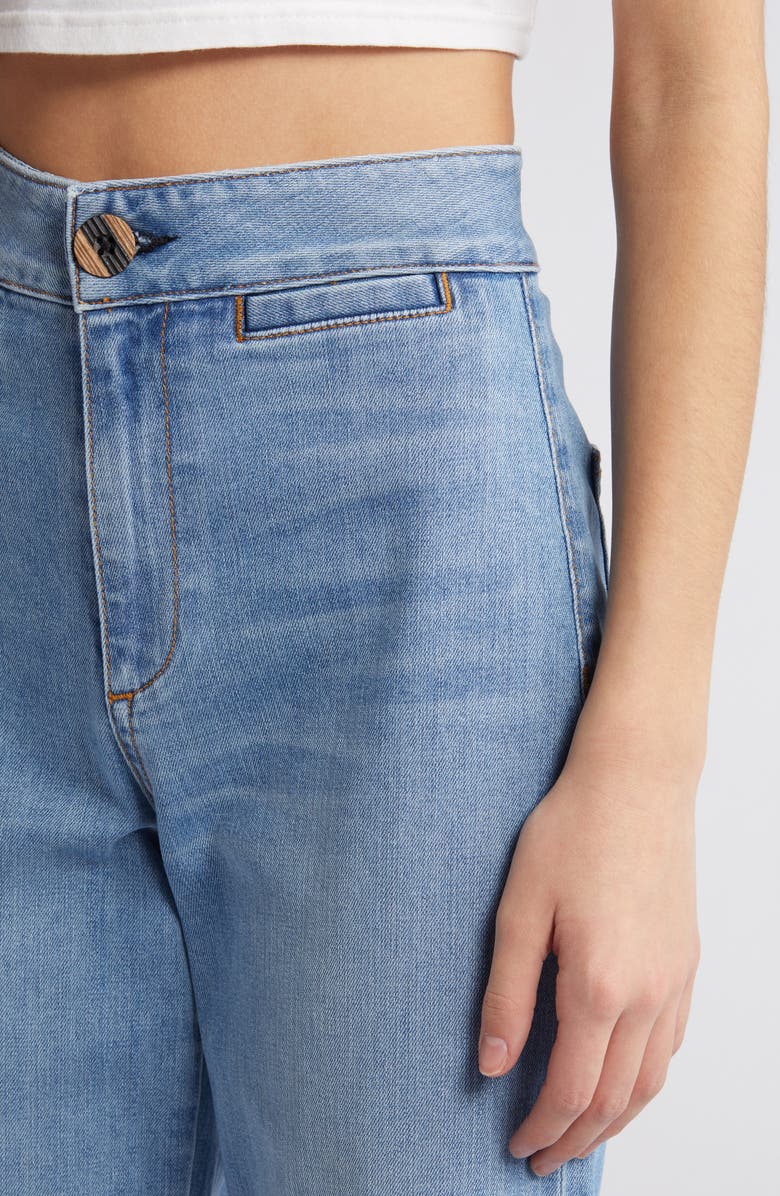 ASKK NY Brighton High Waist Raw Hem Wide Leg Jeans, Alternate, color, Barrio