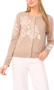 Halogen® Embroidered Floral Button Front Cardigan