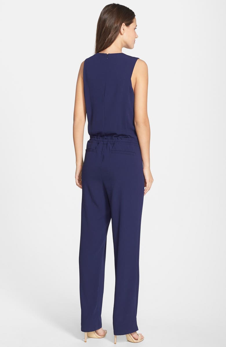 Vince Camuto Drawstring Waist Crepe Jumpsuit, Alternate, color, 