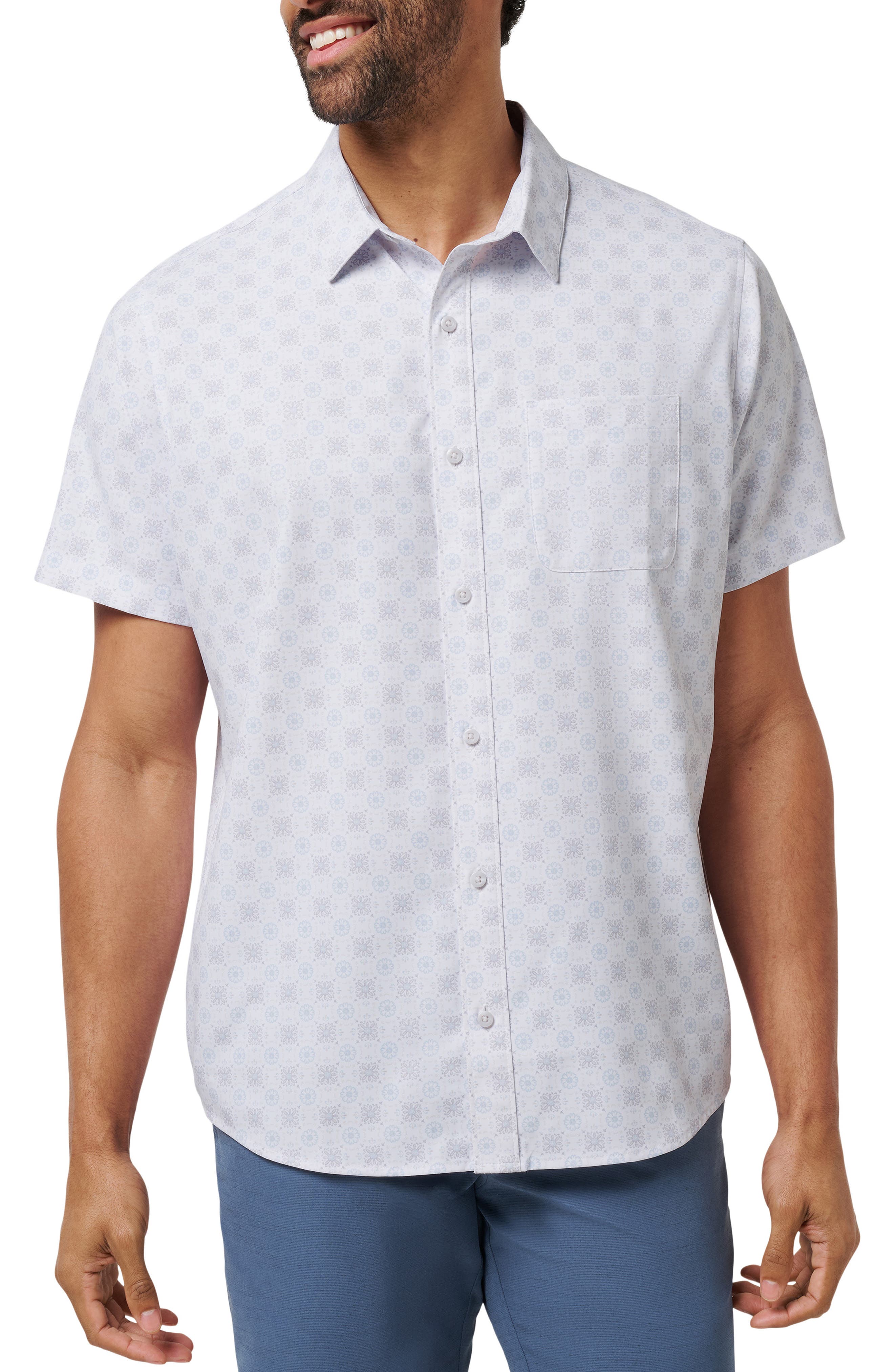 TravisMathew Postcard Please Short Sleeve Button-Up Shirt