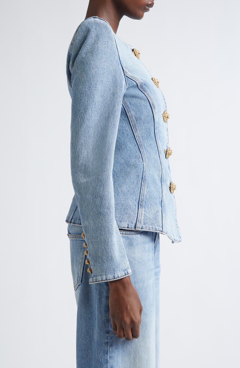 Balmain Denim Basque Jacket, Alternate, color, 6Aw Blue