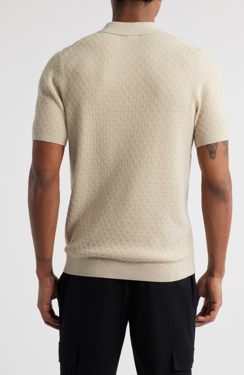 Open Edit Texture Polo Sweater In Beige Birch