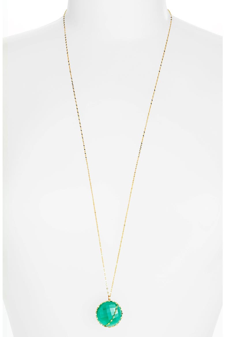 Jewelry 'Spellbound - Glow' Pendant Necklace, Main, color, YELLOW GOLD/ GREEN ONYX