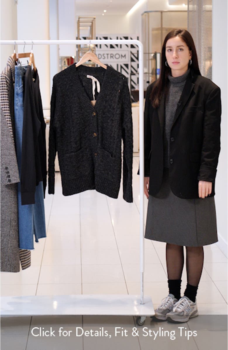 Basket Weave Baby Alpaca & Wool Blend Cardigan, sales video thumbnail